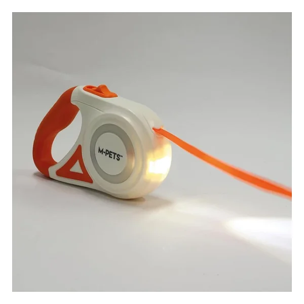 M-Pets Flash Ledli Otomatik Gezdirme Şerit 3mt, Orange - Görsel 4
