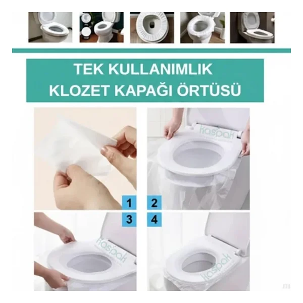 Tek Kullanımlık Klozet Kaplama Örtüsü - Hijyenik Taşınabilir Tuvalet Kapağı Koruyucu, Seyahat Ve Kamusal Alanlar İçin, İnce Ve Dayanıklı - 50 Adet - Görsel 7