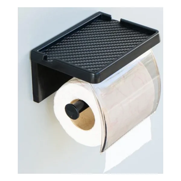 Ata Home Yapışkanlı Kapaklı Tuvalet Kağıdı Askısı Banyo Tuvalet Kağıtlığı Aparatı Peçetelik Organizer Plastik, Siyah - Görsel 3