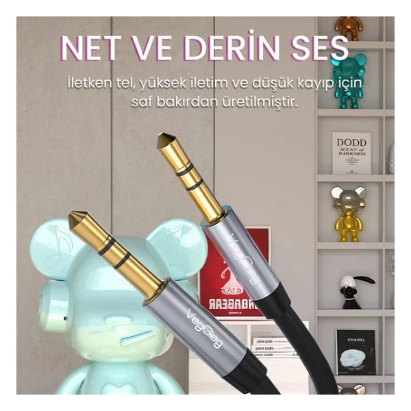 Veggieg Hi-Fi Trs 3.5mm Aux Ses Kablosu 10 Metre - Görsel 7