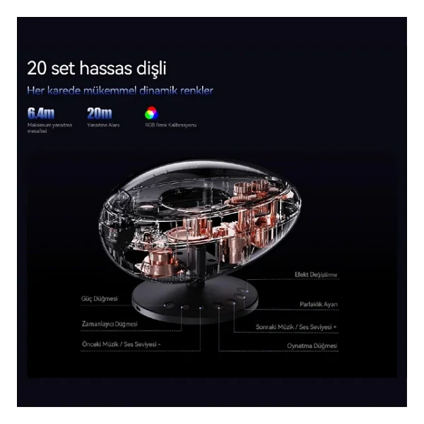 Wanbo Eva Galaksi Projeksiyon Gece Lambası 4 Farklı Gökyüzü Modu Bluetooth Hoparlör - Görsel 7