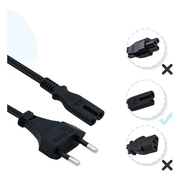 Orret Home PS3 / PS4 / PS5 / Xbox Series S-X Uyumlu Güç Kablosu 1.5 Metre 2pin Güç Kablosu Projeksiyon - Monitör - TV Universal 2pin Güç Kablosu Teyp Fişi (1) - Görsel 7