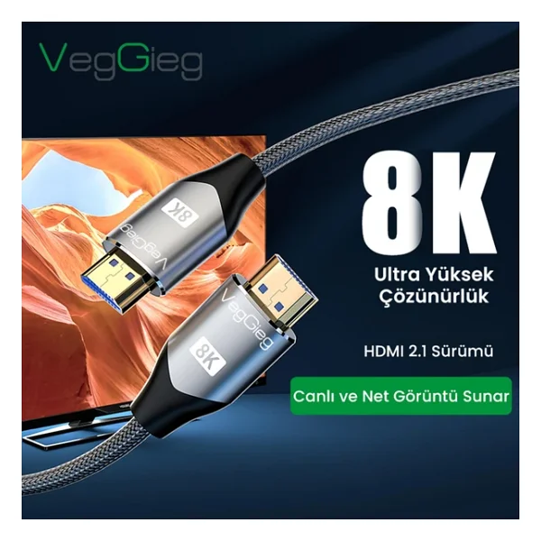 Veggieg V-H401 1 M 8K Hdmı Kablo - Görsel 4