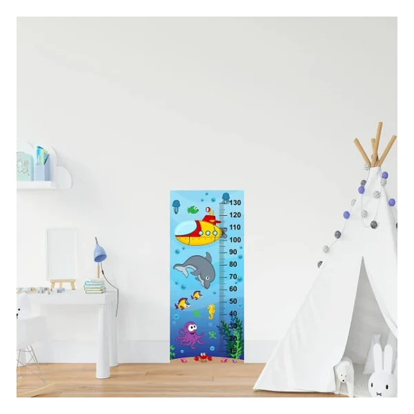 Çocuk Odası Bebek Odası Boy Ölçer Boy Cetveli Sticker Su Altı - Görsel 4