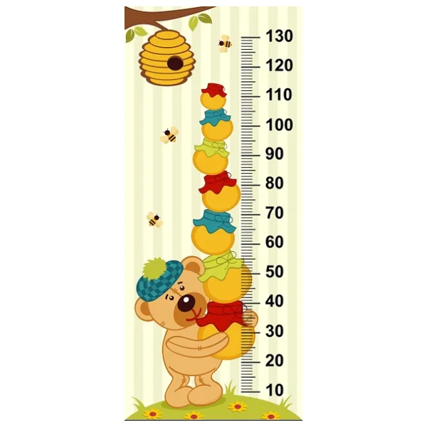 Çocuk Odası Bebek Odası Boy Ölçer Boy Cetveli Sticker Ayı Ve Bal - Görsel 5