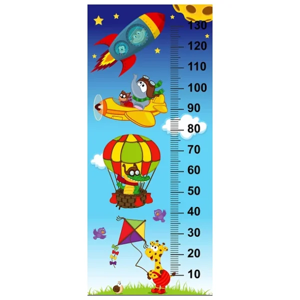 Çocuk Odası Bebek Odası Boy Ölçer Boy Cetveli Sticker Gökyüzü - Görsel 5