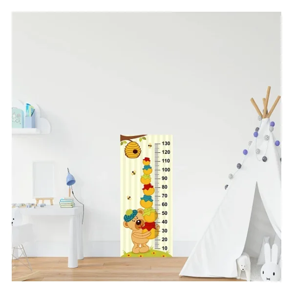 Çocuk Odası Bebek Odası Boy Ölçer Boy Cetveli Sticker Ayı Ve Bal - Görsel 4