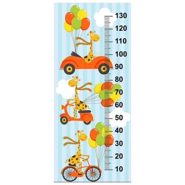 Çocuk Odası Bebek Odası Boy Ölçer Boy Cetveli Sticker Araç Zürafa - Görsel 5