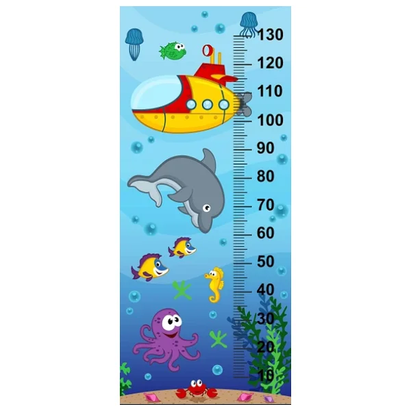 Çocuk Odası Bebek Odası Boy Ölçer Boy Cetveli Sticker Su Altı - Görsel 5