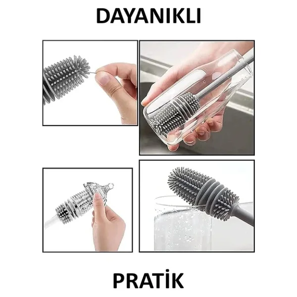 Safestore Silikon Biberon Temizleme Fırçası, Biberon Süt Şişe Temizleme Fırçası - Görsel 2