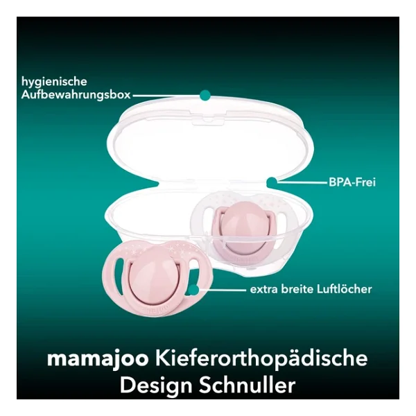 Mamajoo Sterilizasyon & Saklama Kutulu Powder Pink Desenli 2'li 12 Ay+ Silikon Emzik - Görsel 5