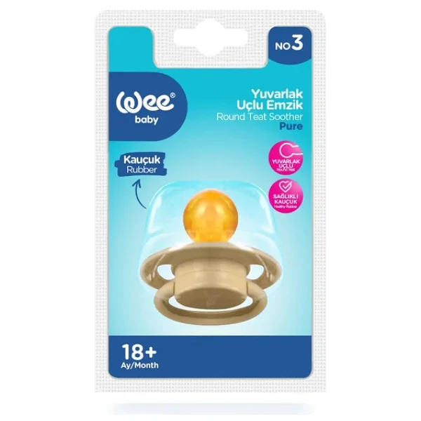 Wee Baby 700 Pure Kauçuk Uçlu No:3 18 Ay+ Emzik Krem - Görsel 6