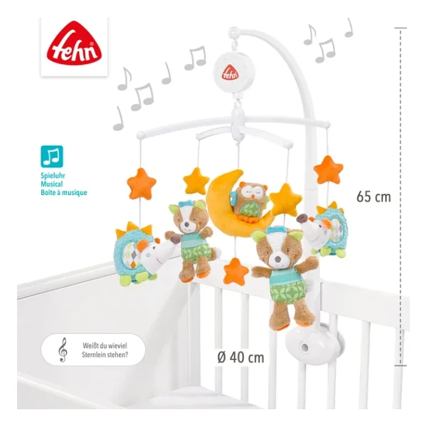 Fehn Müzik Mobil Orman - Orman Hayvanları İle Bebek Uyku Yardımı - Bebek Mobil Müzik Kutusu Melodi - 0-5 Ay Arası Bebekler İçin Müzik Mobil Bebek Yatağı Oyuncak - Görsel 6