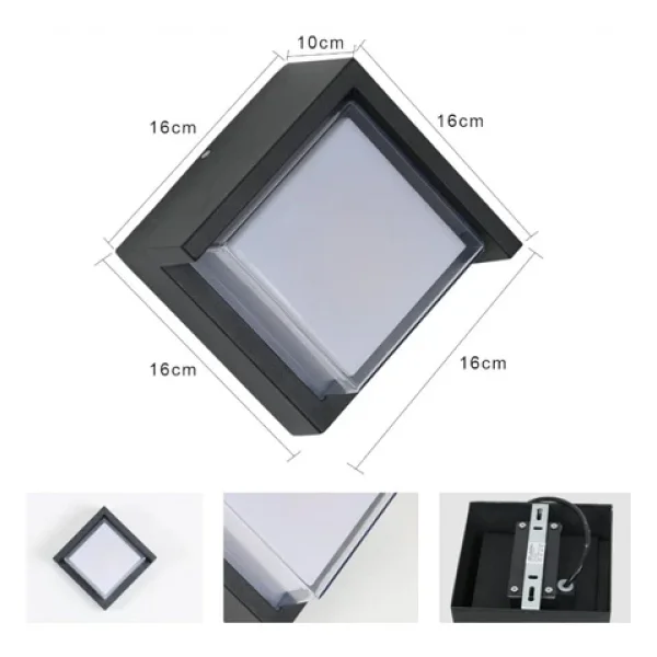 Ucuz Geldi Modern LED Duvar Aplik, 15w, 1500 Lümen, 3200k, Gün Işığı, Ip44, Siyah, Modern Tasarım LED Aplik İç Ve Dış Mekan Duvar Lambası Cata Dominik Gün Işığı Bahçe Duvar Apliği - Görsel 2