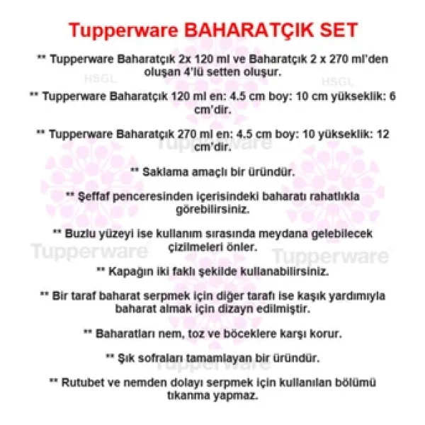 Tupperware Baharatlık Set 4'lü - Görsel 7
