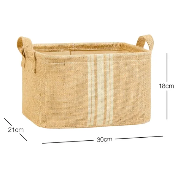 Ocean Home Textile Çizgili Jüt Sepet 30 X 21 X 18 Cm - Görsel 6