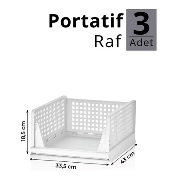 Mithra Life 3lü Kayar Raf Organizer Dolap İçi Kıyafet Aksesuar Düzenleyici Beyaz 45x35 Cm Mıt1261 - Görsel 5