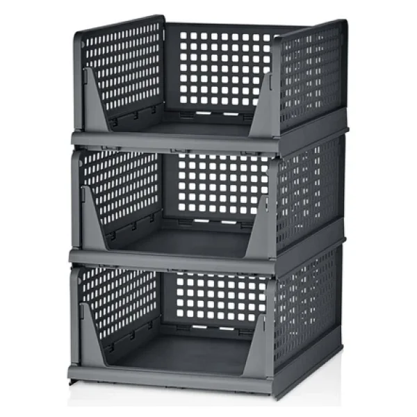 Mithra Life 3 Lü Kayar Raf Organizer Gri Dolap İçi Kıyafet Aksesuar Düzenleyici 45x35 Cm Mıt1263 - Görsel 9