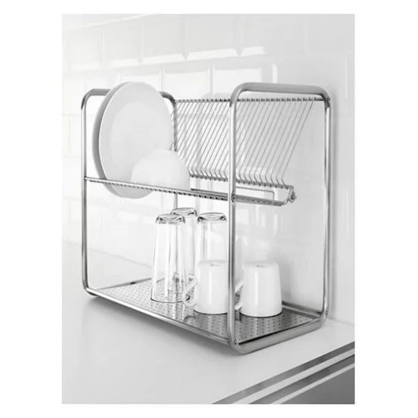 2 Katlı Bulaşık Sepeti Ikea Paslanmaz Çelik Bulaşıklık 27x50 Cm - Görsel 2