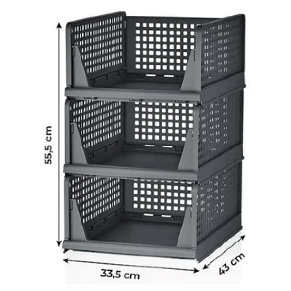 Mithra Life 3 Lü Kayar Raf Organizer Gri Dolap İçi Kıyafet Aksesuar Düzenleyici 45x35 Cm Mıt1263 - Görsel 5