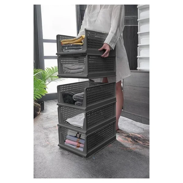 Mithra Life 6 Lı Kayar Raf Organizer Gri Dolap İçi Kıyafet Aksesuar Düzenleyici 45x35 Cm Mıt1264 - Görsel 9