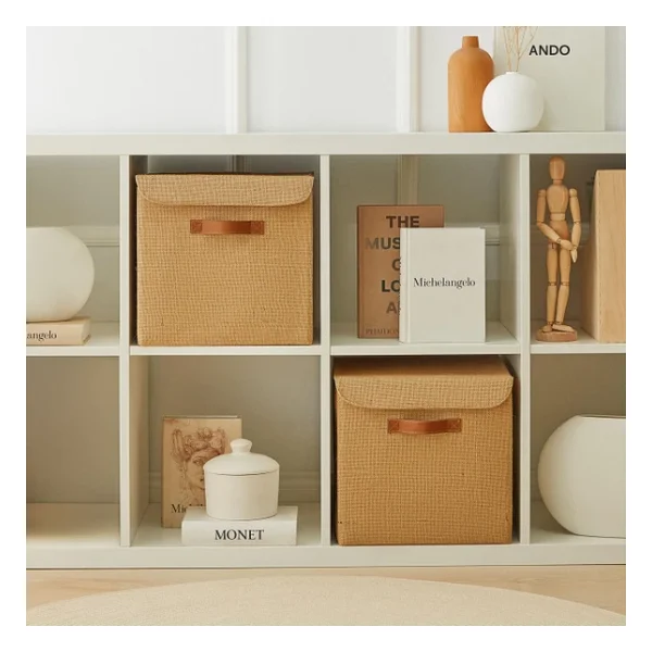 Ocean Home Textile 2'li Jüt Kapaklı Kutu Set 30x30x30 Cm - Görsel 7