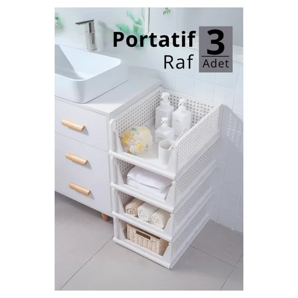 Mithra Life 3lü Kayar Raf Organizer Dolap İçi Kıyafet Aksesuar Düzenleyici Beyaz 45x35 Cm Mıt1261 - Görsel 3