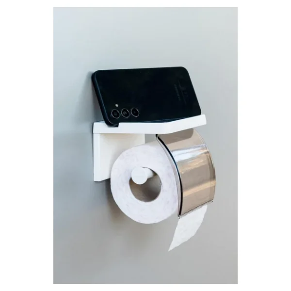 Ata Home Yapışkanlı Kapaklı Tuvalet Kağıdı Askısı Banyo Tuvalet Kağıtlığı Aparatı Peçetelik Organizer Plastik, Beyaz - Görsel 5