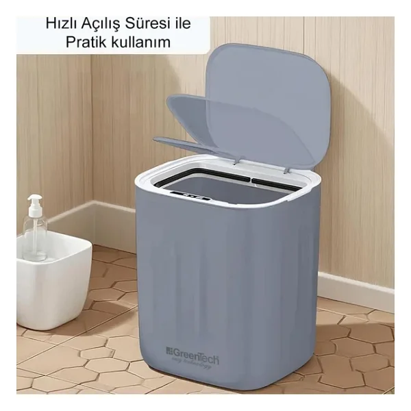 Greentech Sensörlü 28 Litre Çöp Kovası (Şarj Edilebilir Lityum Pilli) / Gt-Sc07s - Görsel 4