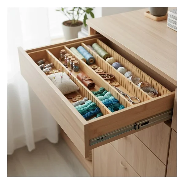 Deconox Bambu Çekmece İçi Düzenleyici (37.5x25x4 Cm) 4 Bölmeli, Hareketli Ayırıcılar Kaşıklık, Dikiş, Ofis Ve Mutfak Organizeri - Görsel 3