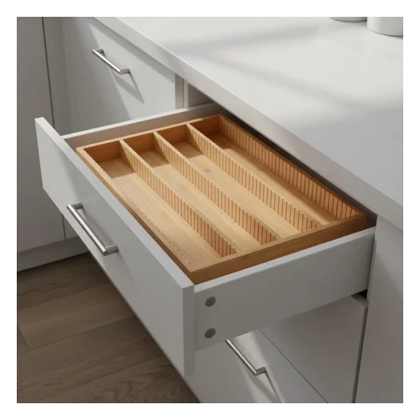 Deconox Bambu Çekmece İçi Düzenleyici (37.5x25x4 Cm) 4 Bölmeli, Hareketli Ayırıcılar Kaşıklık, Dikiş, Ofis Ve Mutfak Organizeri - Görsel 4