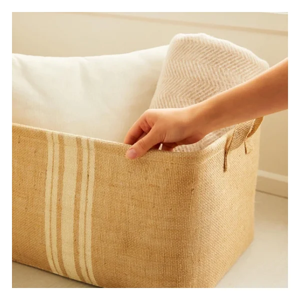 Ocean Home Textile Çizgili Jüt Sepet 42 X 31 X 25 Cm - Görsel 6