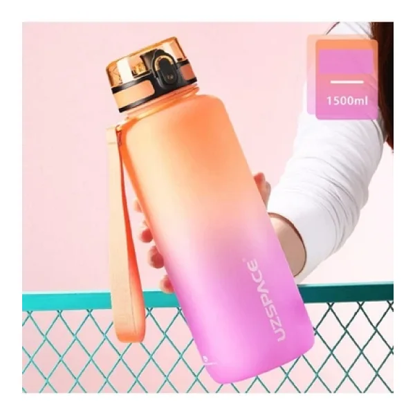 Uzspace 3056-4 Turuncu-Mor 1500 Ml Tritan Motivasyon Matarası - Görsel 3