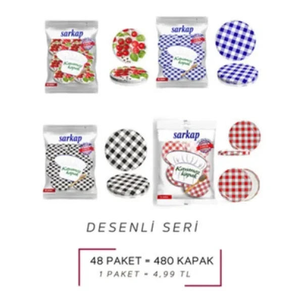 Sarkap 4 Paket 10'lu Hijyenik Poşetli Kavanoz Kapağı Seti 4 Desen 82 Mm Karışık Gönderim - Görsel 7
