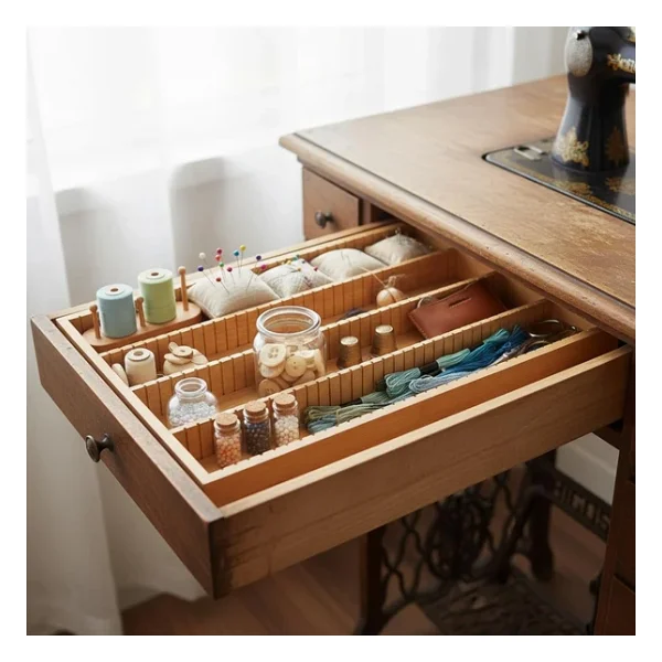 Deconox Bambu Çekmece İçi Düzenleyici (37.5x25x4 Cm) 4 Bölmeli, Hareketli Ayırıcılar Kaşıklık, Dikiş, Ofis Ve Mutfak Organizeri - Görsel 5
