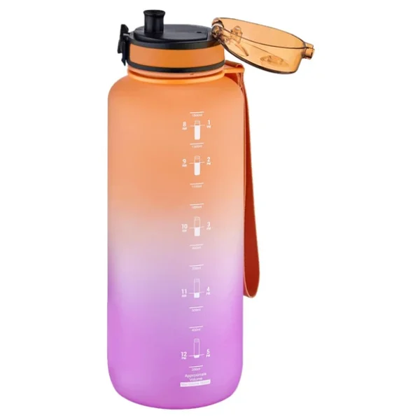 Uzspace 3056-4 Turuncu-Mor 1500 Ml Tritan Motivasyon Matarası - Görsel 2
