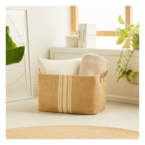 Ocean Home Textile Çizgili Jüt Sepet 42 X 31 X 25 Cm - Görsel 5