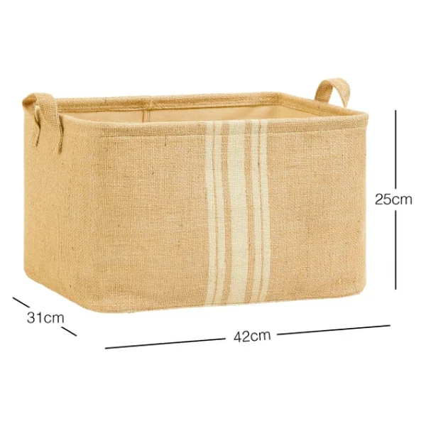 Ocean Home Textile Çizgili Jüt Sepet 42 X 31 X 25 Cm - Görsel 4
