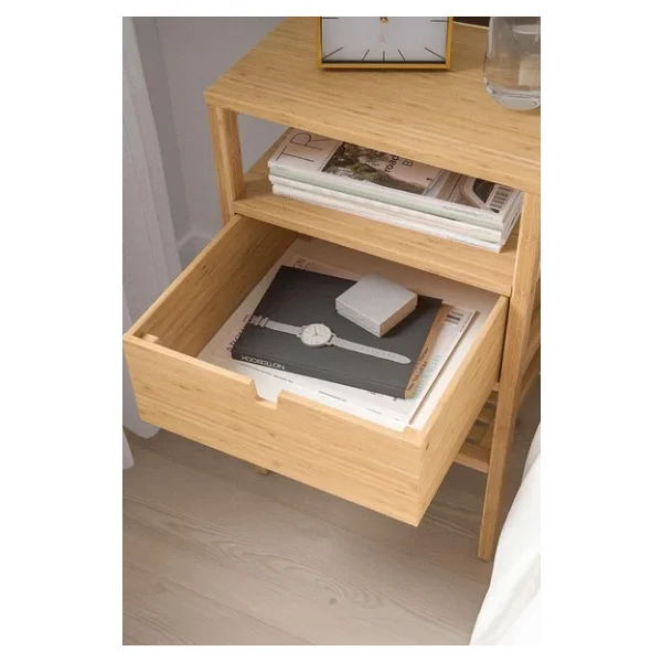 Digithome Bambu 3 Katli Cekmeceli Oturma Odasi Ve Yatak Odasi Ofis Icin Depolama Rafli Komodin -Jw-22230 B/3 C1-1-289 - Görsel 2