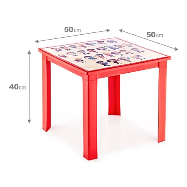 Fiore 50x50 H:40 Çocuk Masası Kırmızı-Alfabe - Görsel 2