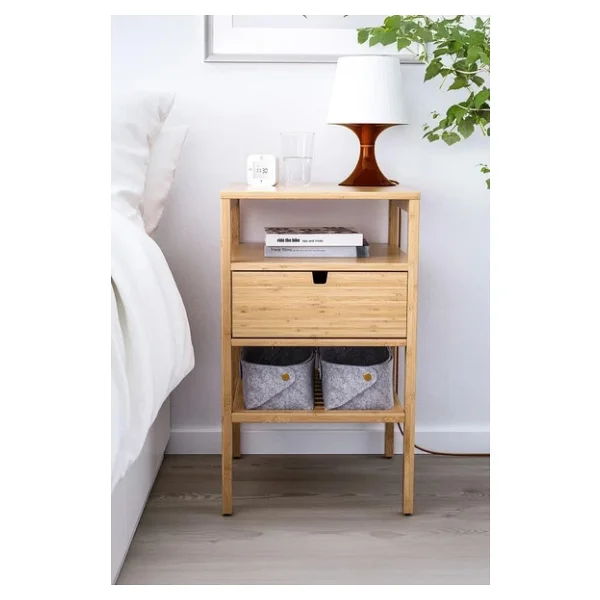 Digithome Bambu 3 Katli Cekmeceli Oturma Odasi Ve Yatak Odasi Ofis Icin Depolama Rafli Komodin -Jw-22230 B/3 C1-1-289 - Görsel 3