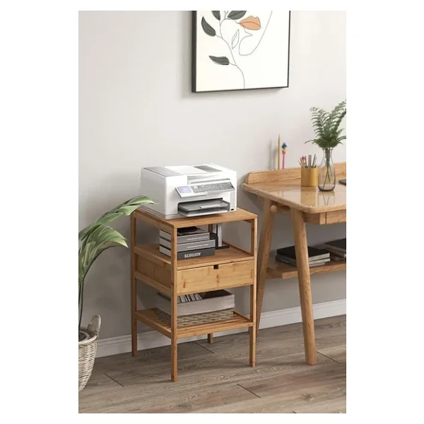 Digithome Bambu 3 Katli Cekmeceli Oturma Odasi Ve Yatak Odasi Ofis Icin Depolama Rafli Komodin -Jw-22230 B/3 C1-1-289 - Görsel 4