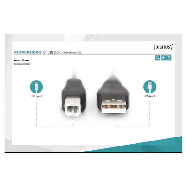 Digitus Ak-300102-018-E 1.8 M USB 2.0 Yazıcı Kablosu - Görsel 2