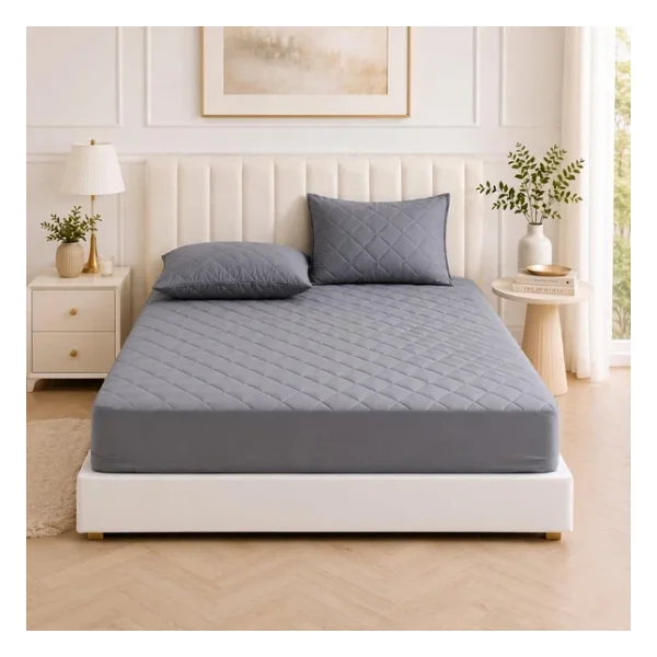 Formeya Yatak Koruyucu Alez Kapitone Gri Renk%100 Pamuk Fitted Alez Çarşaf 160 X 200 - Görsel 2