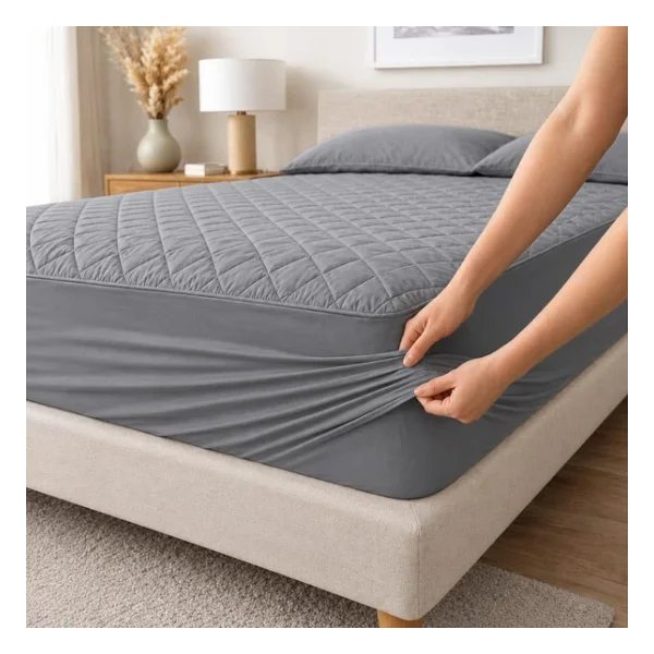 Formeya Yatak Koruyucu Alez Kapitone Gri Renk%100 Pamuk Fitted Alez Çarşaf 160 X 200 - Görsel 3