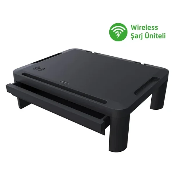 Escrito Lome Premium Monitör Yükseltici, Yükseklik Ayarlanabilir, Çekmeceli, Wi-Fi Şarj Üniteli - Görsel 2