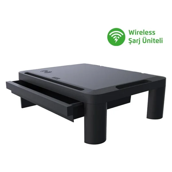 Escrito Lome Premium Monitör Yükseltici, Yükseklik Ayarlanabilir, Çekmeceli, Wi-Fi Şarj Üniteli - Görsel 4