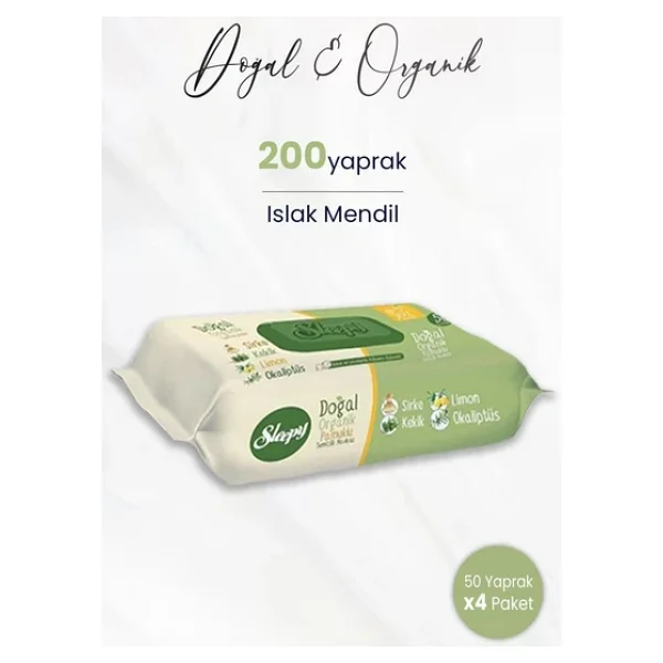 Sleepy Doğal Organik Pamuklu 50 Yaprak 4'lü Paket Islak Mendil - Görsel 4