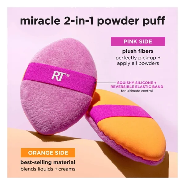 Real Techniques 4 Paket Mucize 2'si 1 Arada Puflar, Çift Taraflı Makyaj Karıştırma Pufu, Tersinir Elastik Bant, Hassas Makyaj Süngeri Ve Pudra Pufu, Sıvı, Krem Ve Toz Ürünleri İçin - Görsel 5