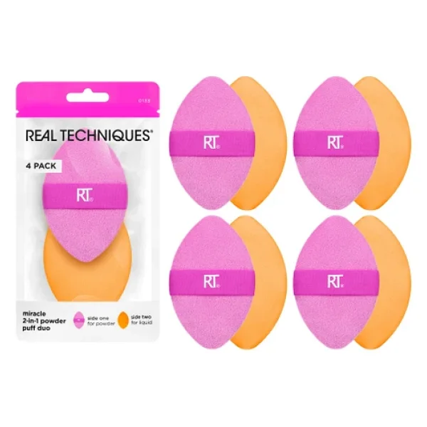 Real Techniques 4 Paket Mucize 2'si 1 Arada Puflar, Çift Taraflı Makyaj Karıştırma Pufu, Tersinir Elastik Bant, Hassas Makyaj Süngeri Ve Pudra Pufu, Sıvı, Krem Ve Toz Ürünleri İçin - Görsel 3